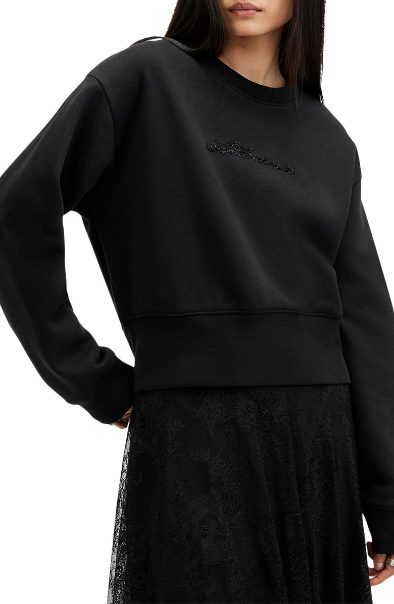 AllSaints Fern Embroidered Sweatshirt, Alternate, color,