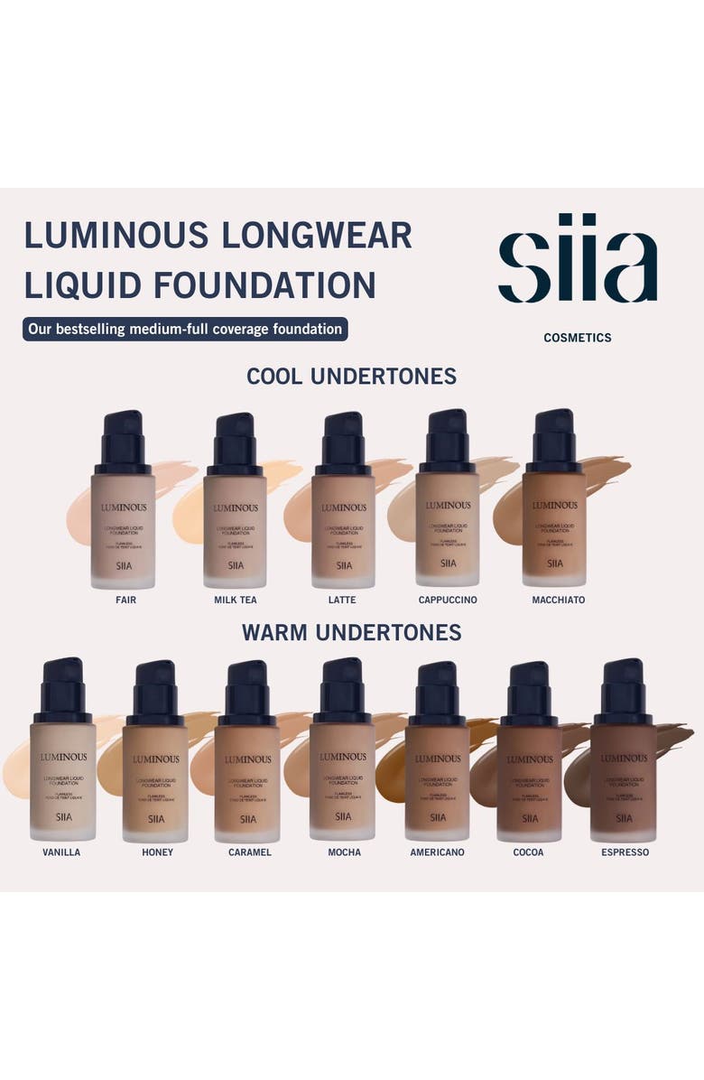 Siia Cosmetics Luminous Longwear Liquid Foundation, Alternate, color, Americano