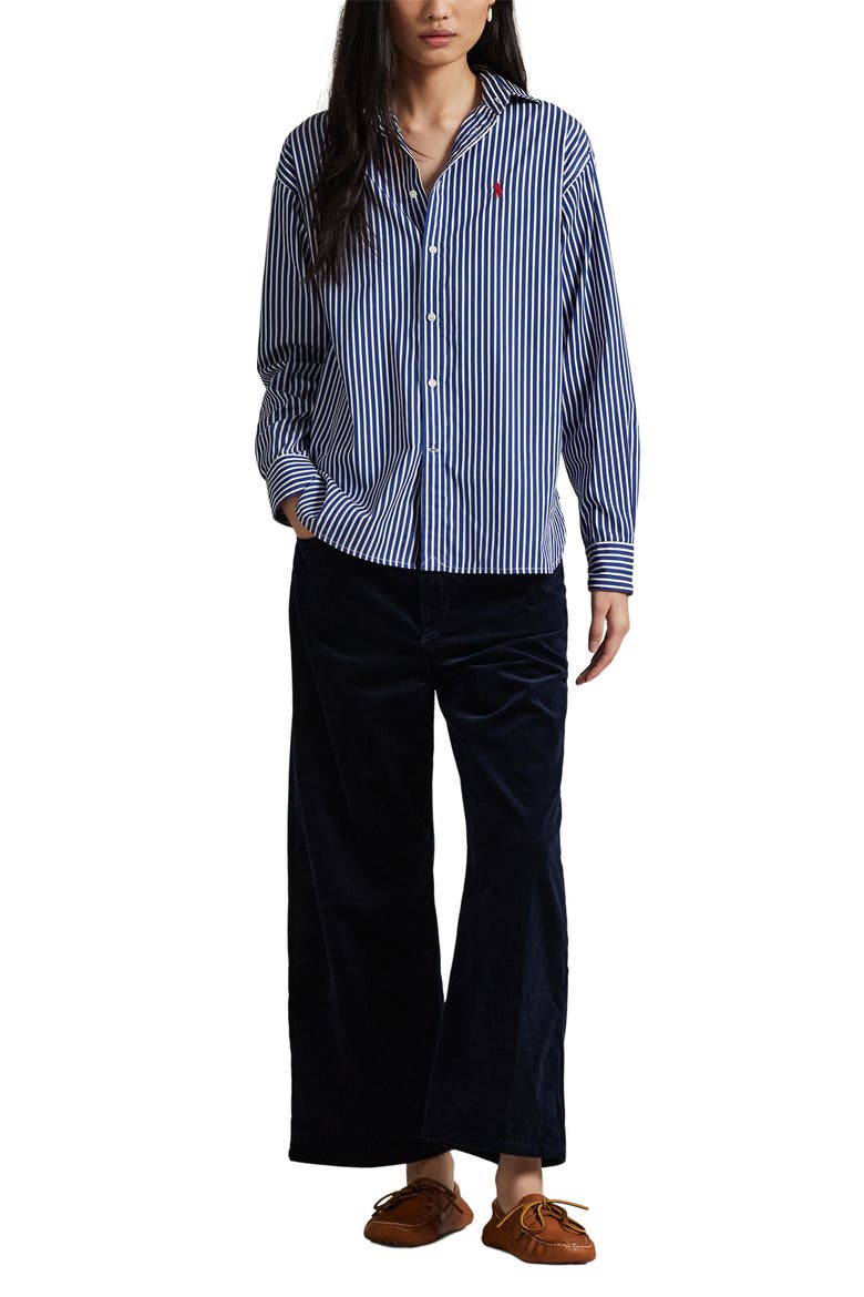 Wide Leg Crop Corduroy Pants, Alternate, color, NAVY