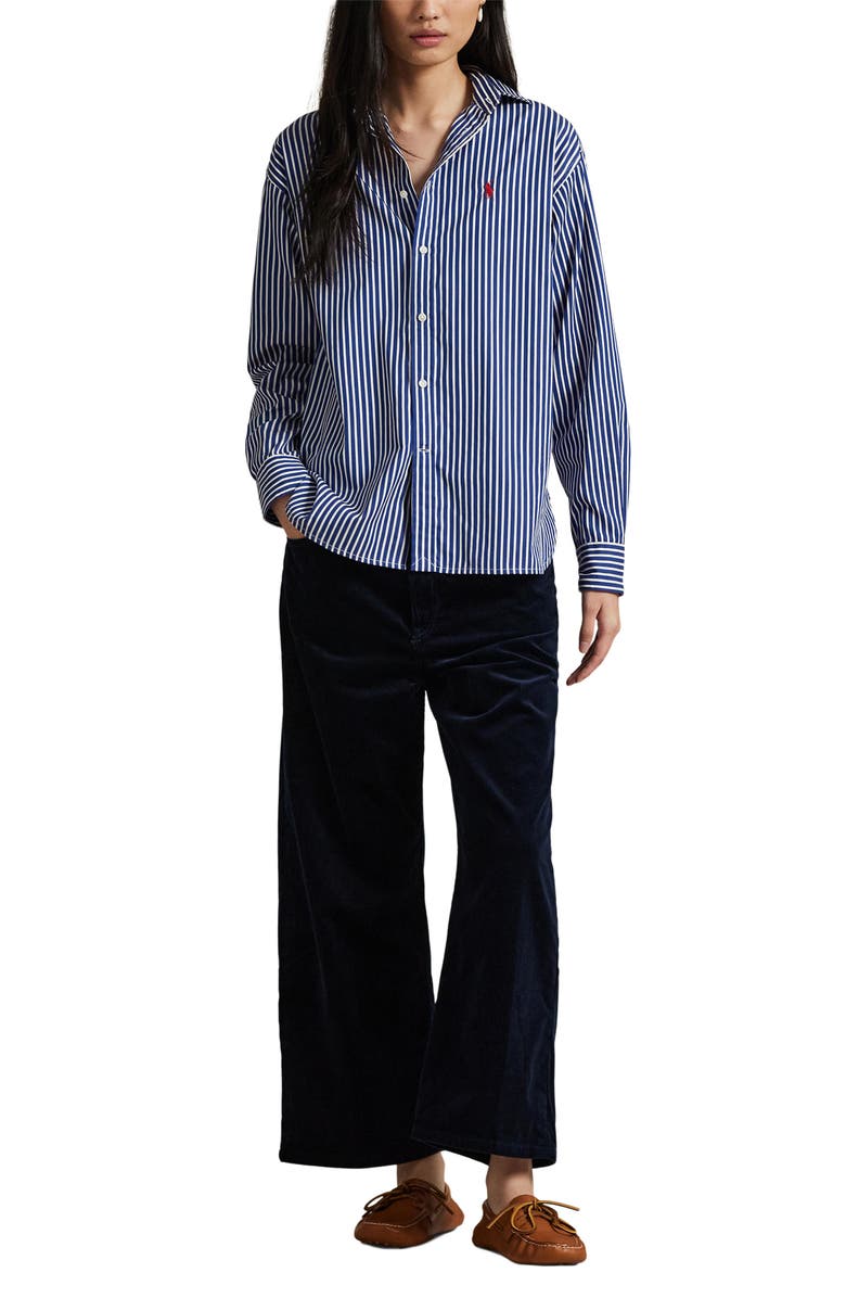 Polo Ralph Lauren Wide Leg Crop Corduroy Pants, Alternate, color, Navy