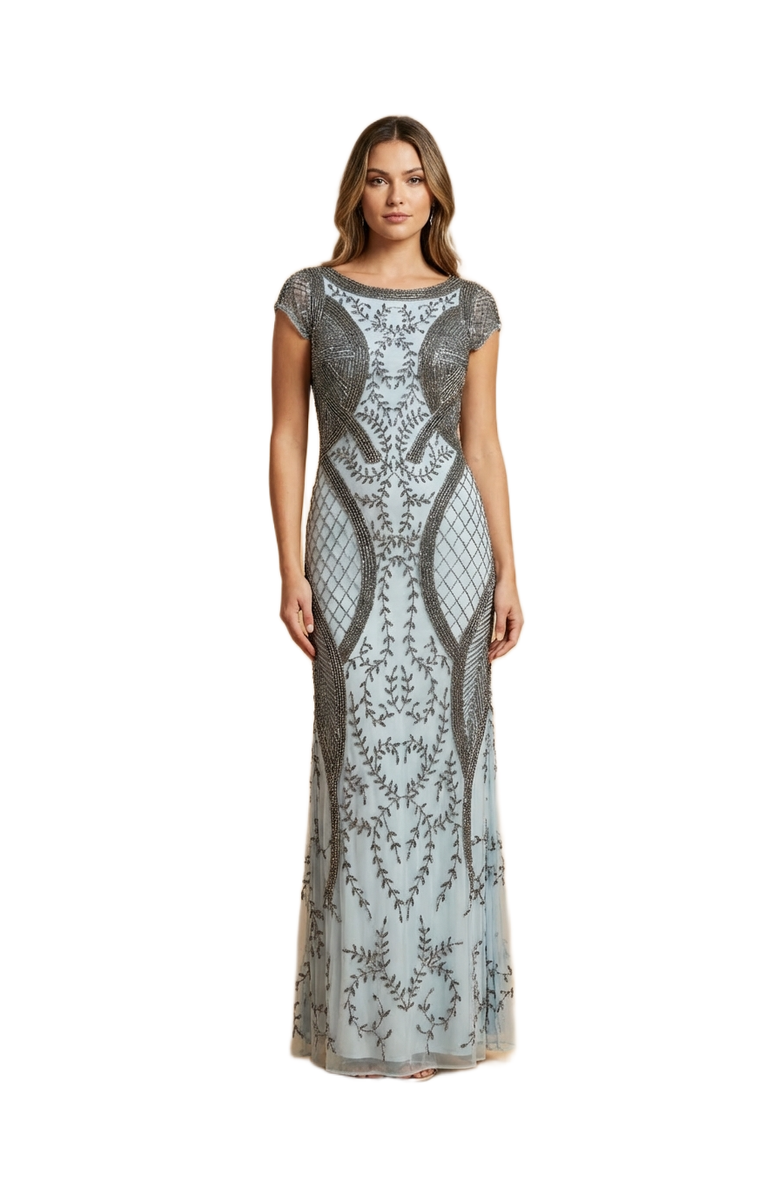 LARA New York Cape Sleeve Modestly Covered Dress, Main, color, Slate
