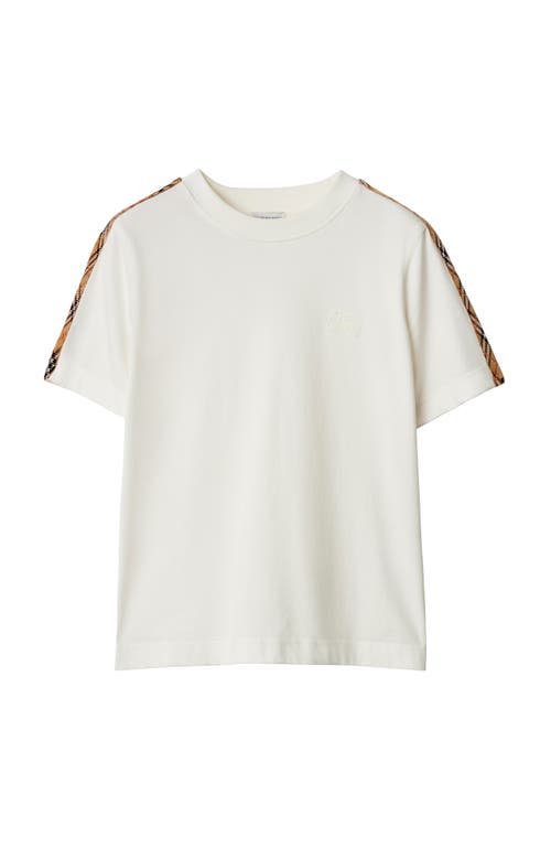 Burberry White Cotton Check Trims T-shirt In Chalk