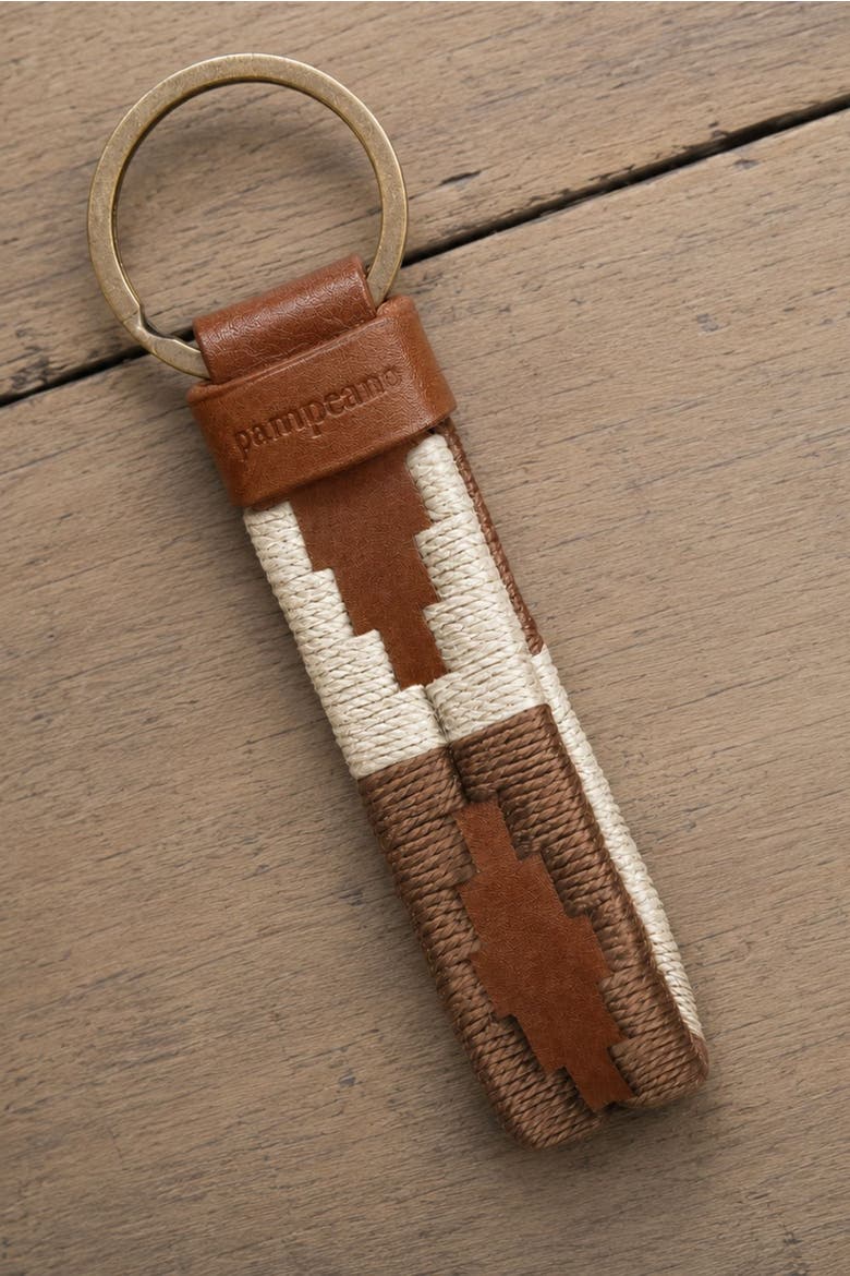 Charro Loop Leather Keychain, Alternate, color, Tan/Cream/Light Brown