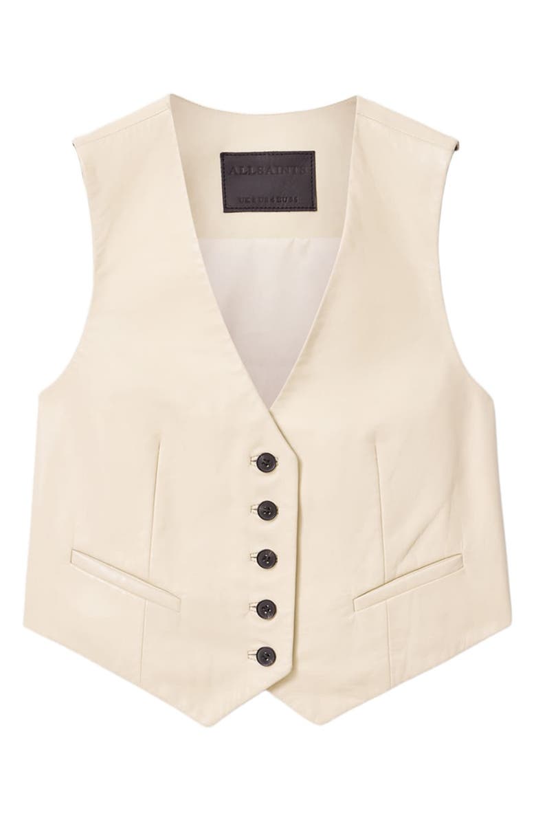 AllSaints Arla Leather Vest, Alternate, color, Antique White