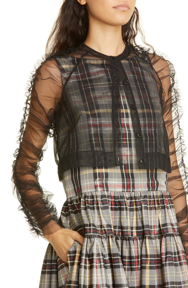 Molly Goddard Monique Soft Tulle Crop Cardigan, Alternate, color, 