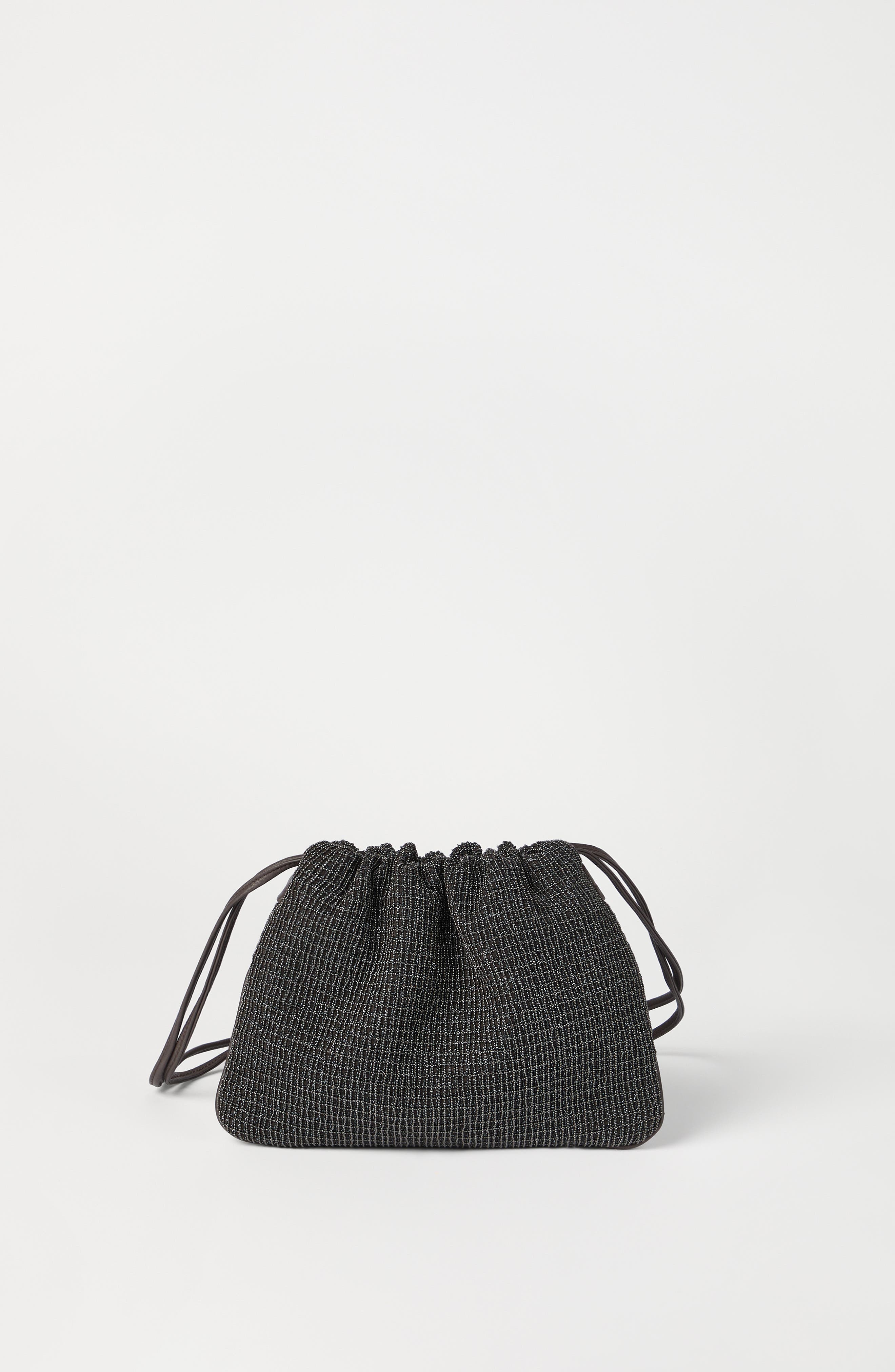 Brunello Cucinelli Riding leather soft pochette, Alternate, color, Black