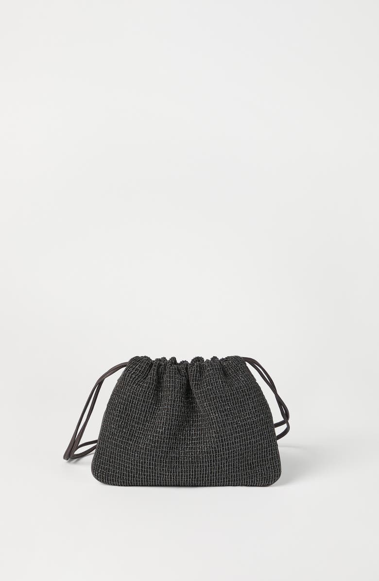 Brunello Cucinelli Riding leather soft pochette, Alternate, color, Black