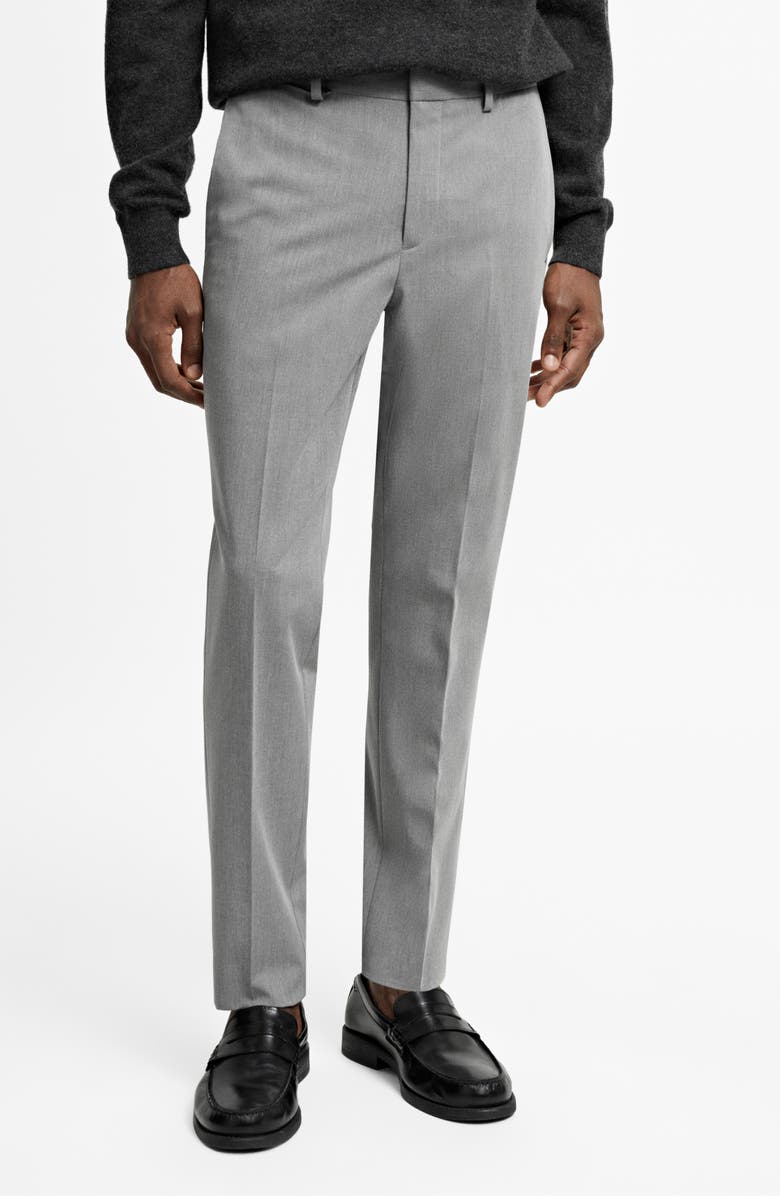 MANGO Superslim Fit Flat Front Stretch Dress Pants, Alternate, color, Grey