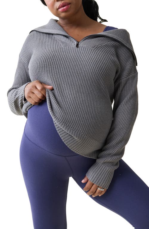 Ingrid & Isabel® Quarter Zip Maternity Sweater in Dark Gray 