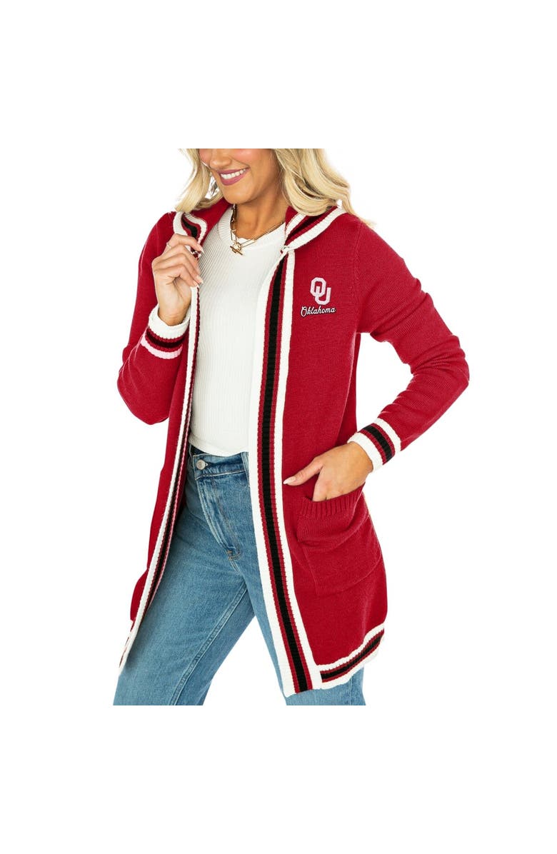 GAMEDAY COUTURE Women's Gameday Couture Crimson Oklahoma Sooners One More Round Tri-Blend Striped Hooded Cardigan Sweater, Alternate, color, 