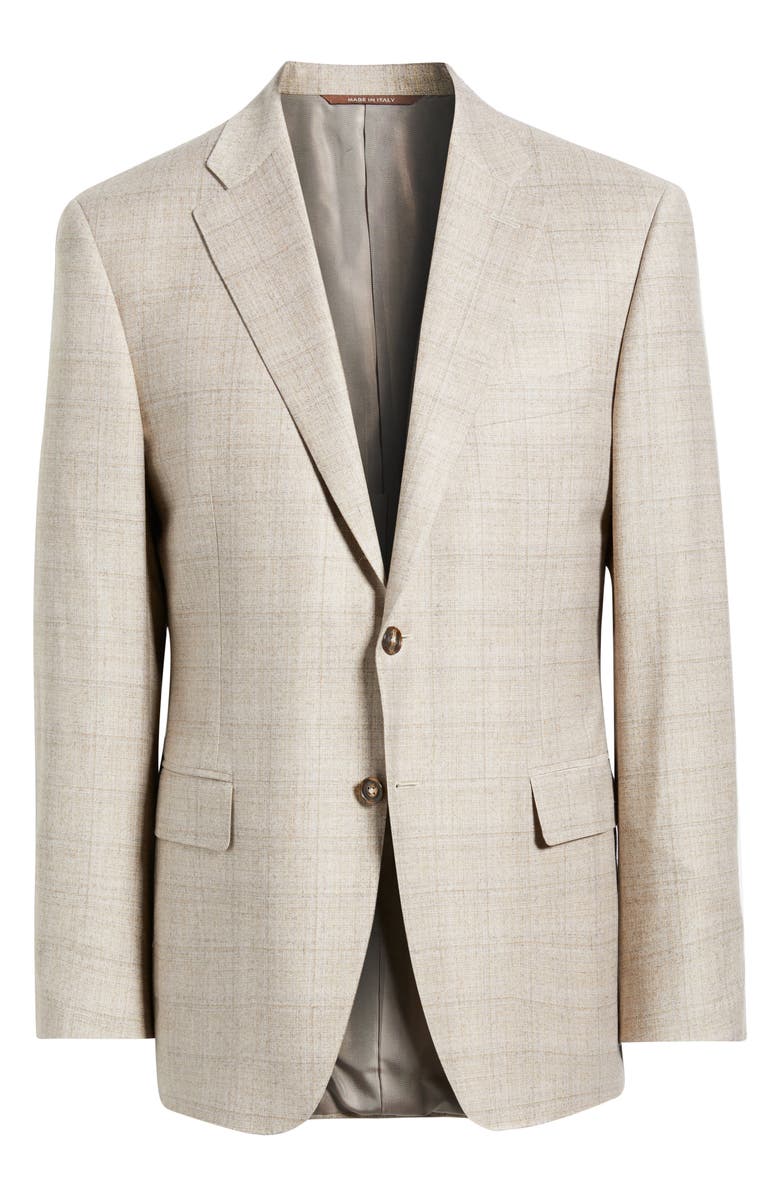 Canali Siena Regular Fit Windowpane Plaid Super 150s Wool Sport Coat, Alternate, color, Beige