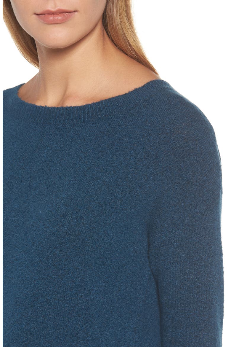 Back Zip High/Low Sweater, Alternate, color, BLUE CERAMIC
