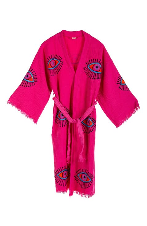 Aria Evil Eye Handmade Cotton Robe Cover-Up