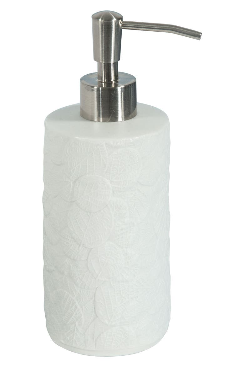 Botanical Leaf Porcelain Lotion Dispenser, Main, color, WHITE