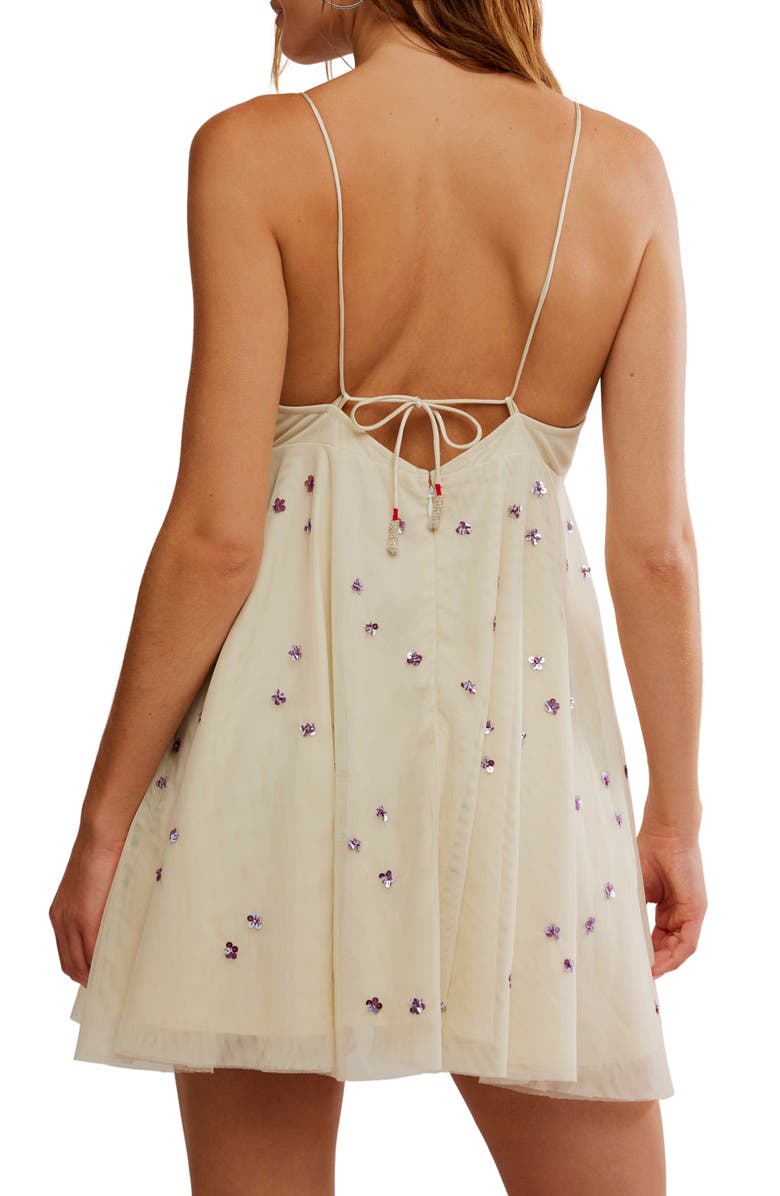 Free People Noel Shine Sequin Tulle Minidress, Alternate, color, Bone White Combo