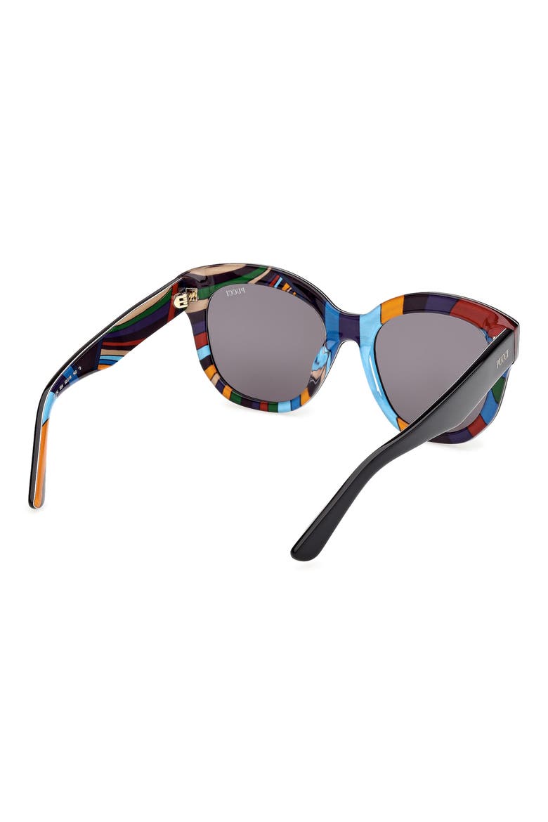 53mm Geometric Sunglasses, Alternate, color, BLACK / IRIDE PATTERN / SMOKE