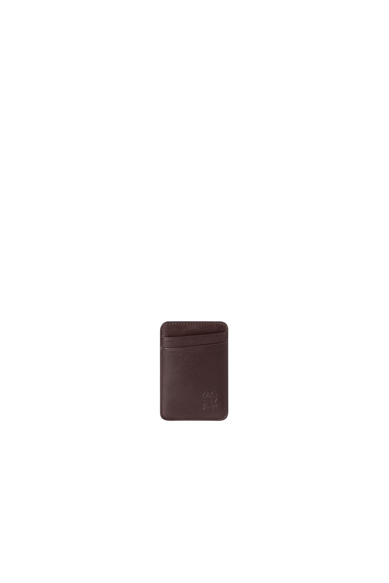Grained leather magnetic card holder, Alternate, color, Brown