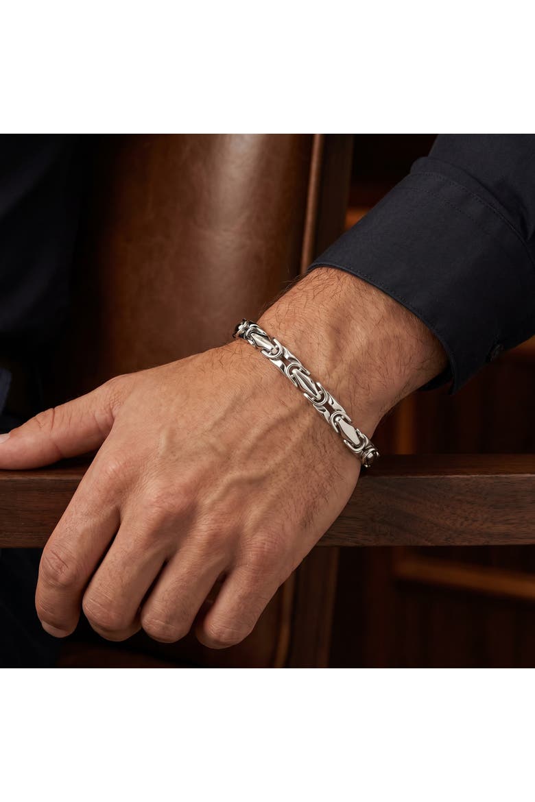 Men's Polished Steel Single Tone Clasp 6.5mm Flexible Link  8.5 " Bracelet, Alternate, color, Stainless Steel