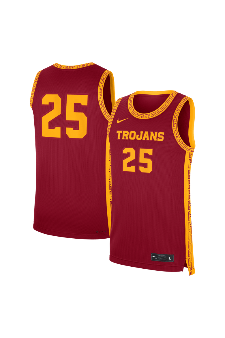 Men's Nike #25 Cardinal USC Trojans Road Replica Basketball Jersey, Main, color, Cardinal
