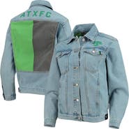 THE WILD COLLECTIVE Women's The Wild Collective Blue Austin FC Print Denim Button-Up Jacket