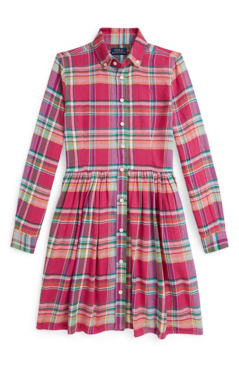Kids' Long Sleeve Plaid Shirt Dress (Big Kid)