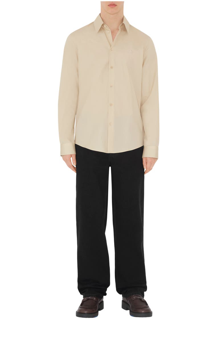 Burberry Slim Fit Cotton Shirt, Main, color, Nutmeg