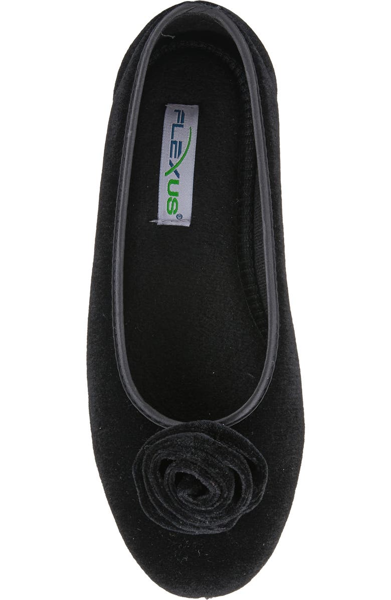 Flexus by Spring Step Roseloud Velvet Slipper, Alternate, color, Black