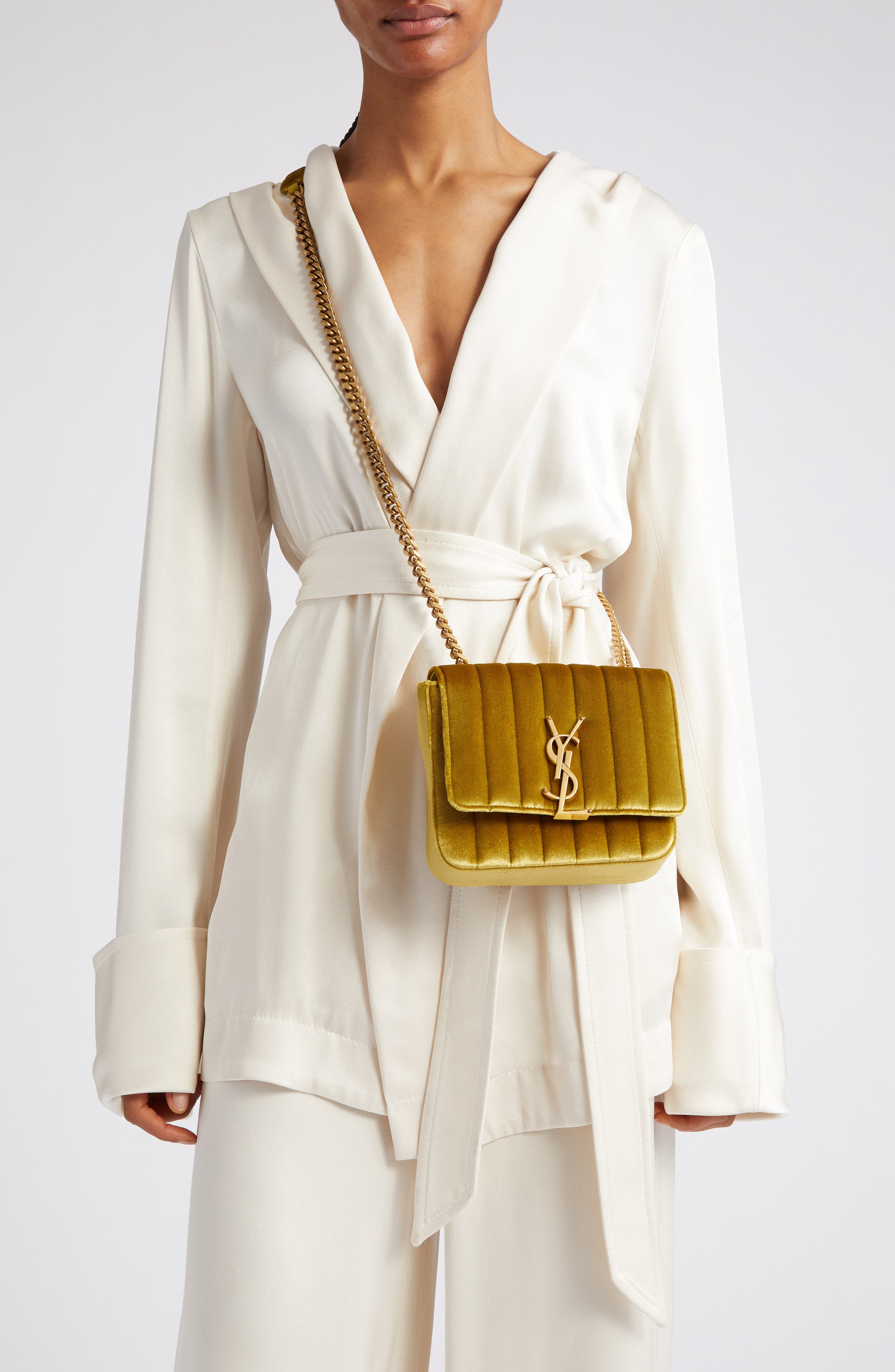 Saint Laurent Small Vicky Velvet Crossbody Bag, Alternate, color, 