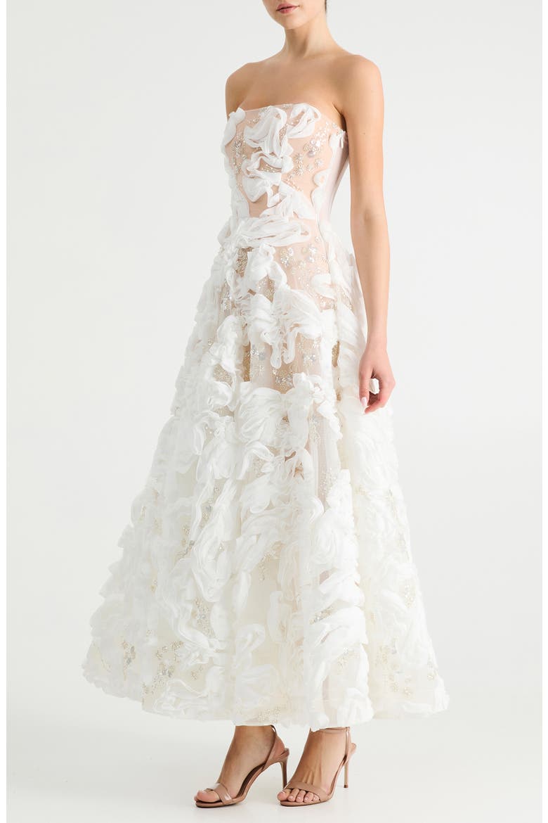 Olivia Embellished Strapless Maxi Cocktail Dress, Alternate, color, OFF WHITE