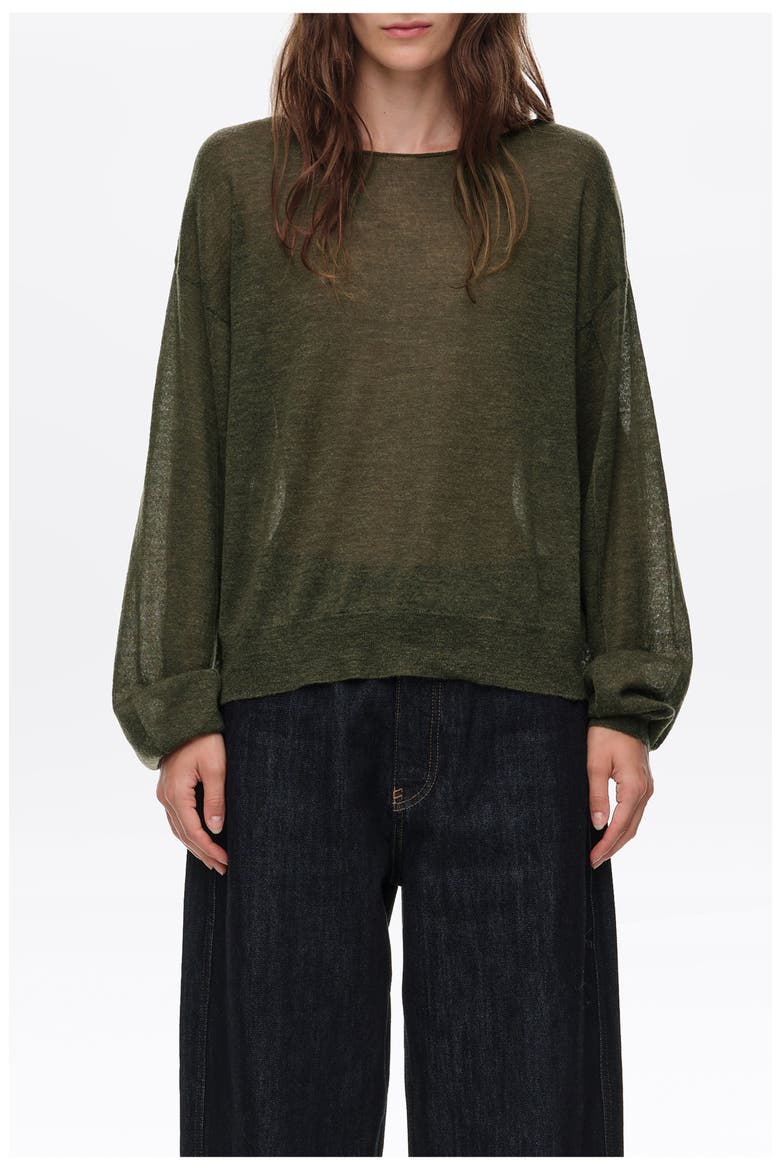 Wool Blend Crew Neck Sweater, Main, color, KHAKI
