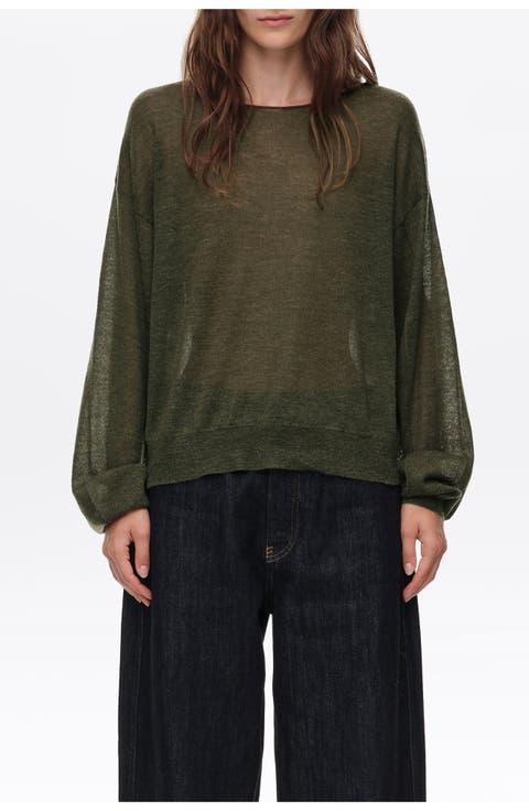 Wool Blend Crew Neck Sweater