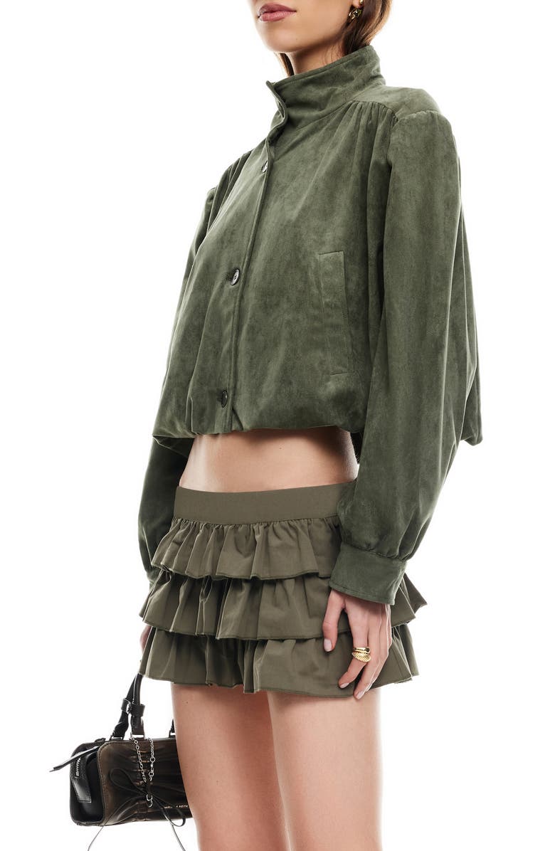 LIONESS Luminous Faux Suede Jacket, Alternate, color, Safari