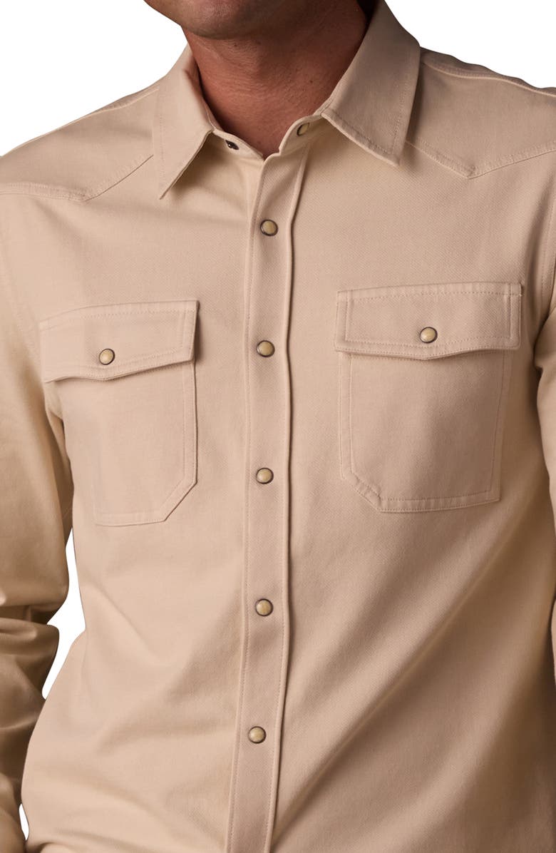 The Normal Brand Tentoma Cotton Stretch Twill Snap-Up Western Shirt, Alternate, color, Bone