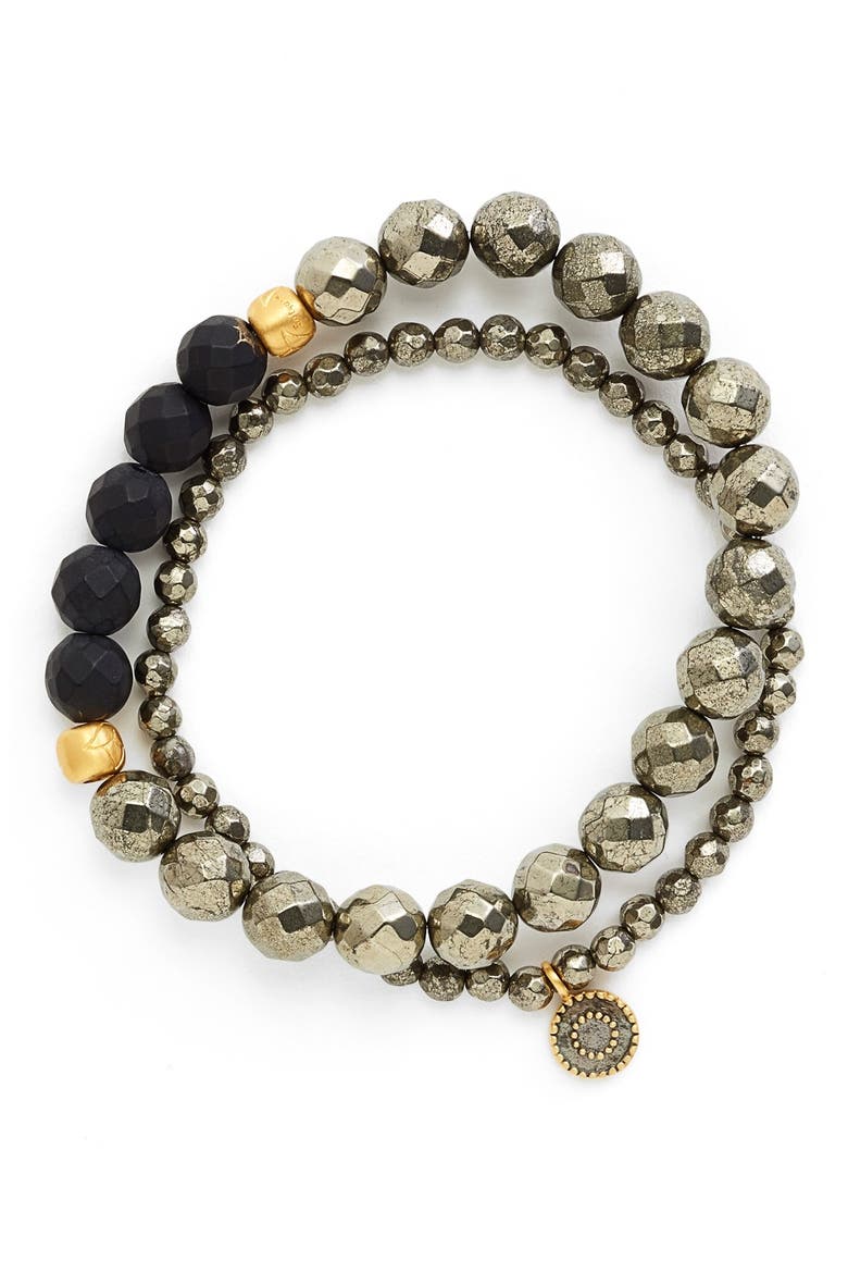 Beaded Stretch Bracelets, Main, color, PYRITE