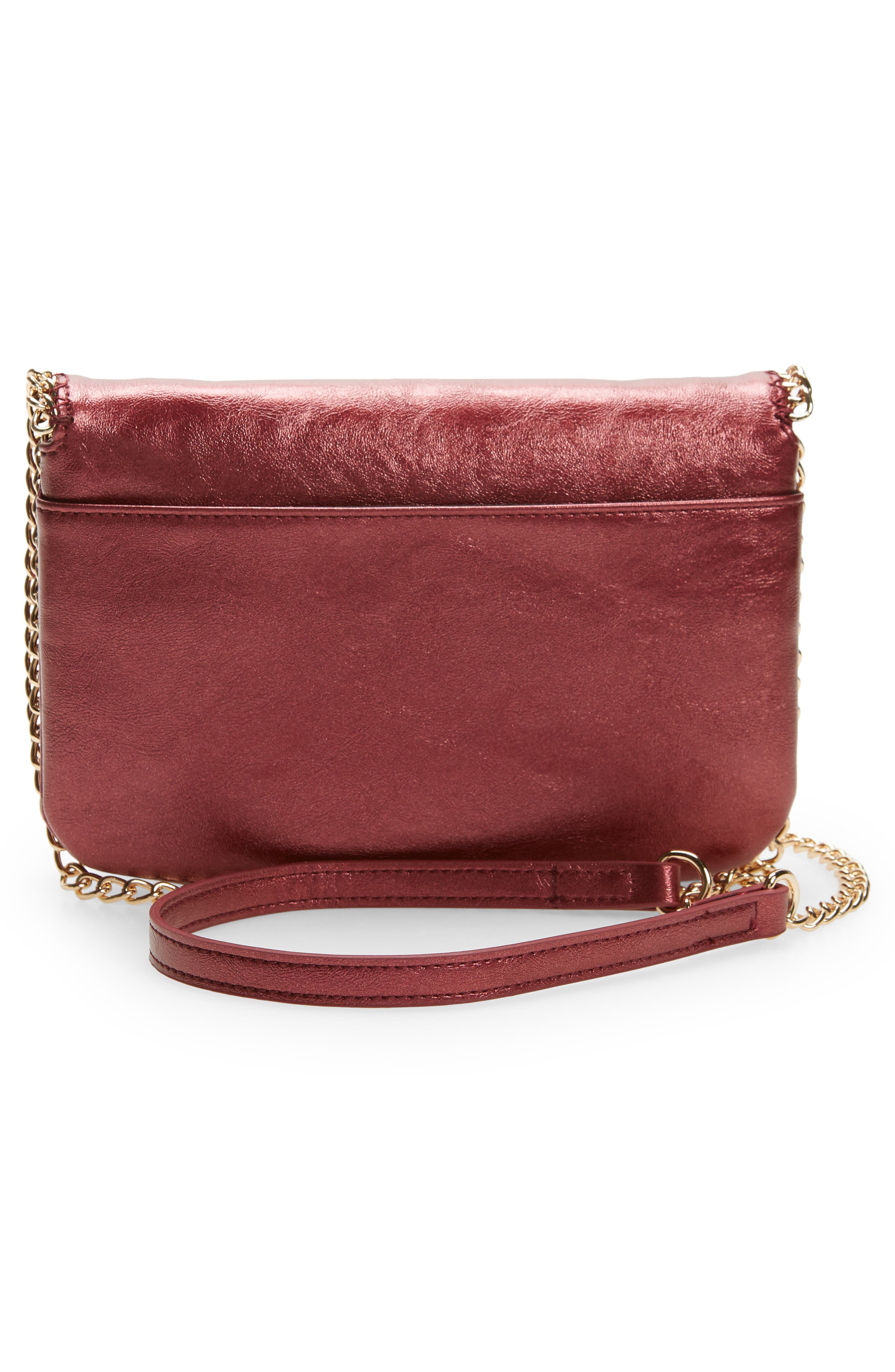 Bianca Faux Leather Wallet on a Chain, Alternate, color, BURGUNDY MAROON