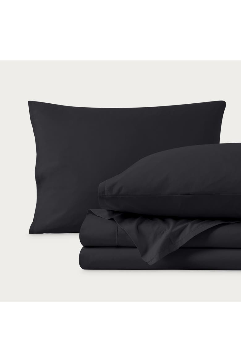 100% Organic Cotton Percale Sheet Set - Split Head King, Main, color, Black