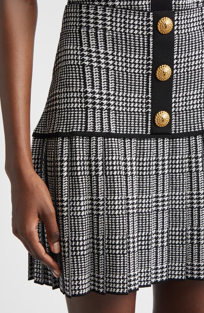 Balmain Prince of Wales Jacquard Skirt, Alternate, color, Black/ Natural