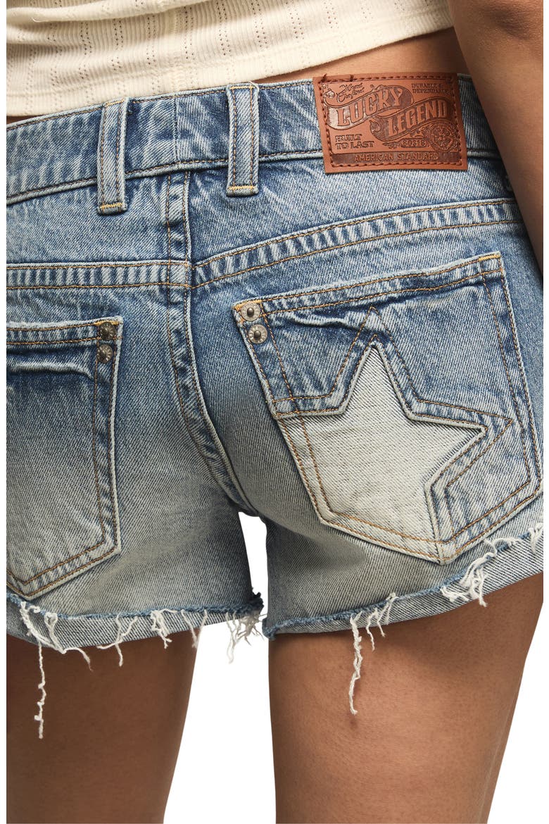 Festival Star Print Denim Cutoff Shorts, Alternate, color, NEW AMERICANA WASH