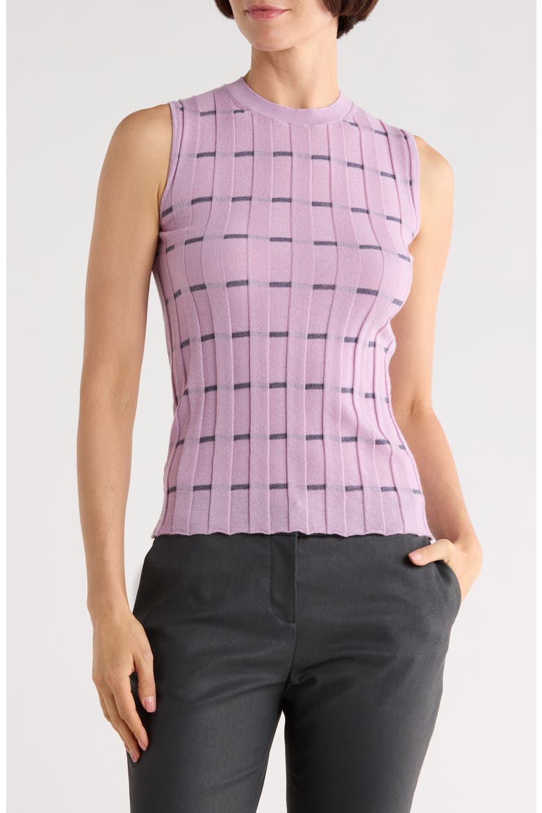 Plaited Stripe Cashmere Rib Shell, Main, color, LAVENDER TINT MULTI