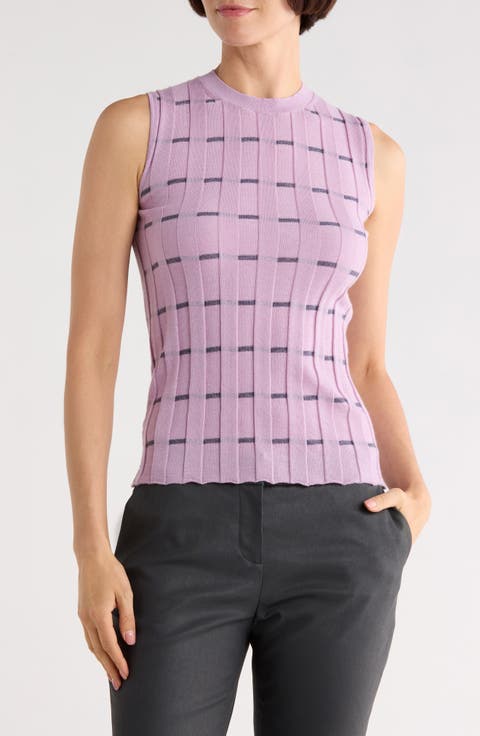 Plaited Stripe Cashmere Rib Shell