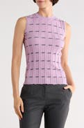 Lafayette 148 New York Plaited Stripe Cashmere Rib Shell