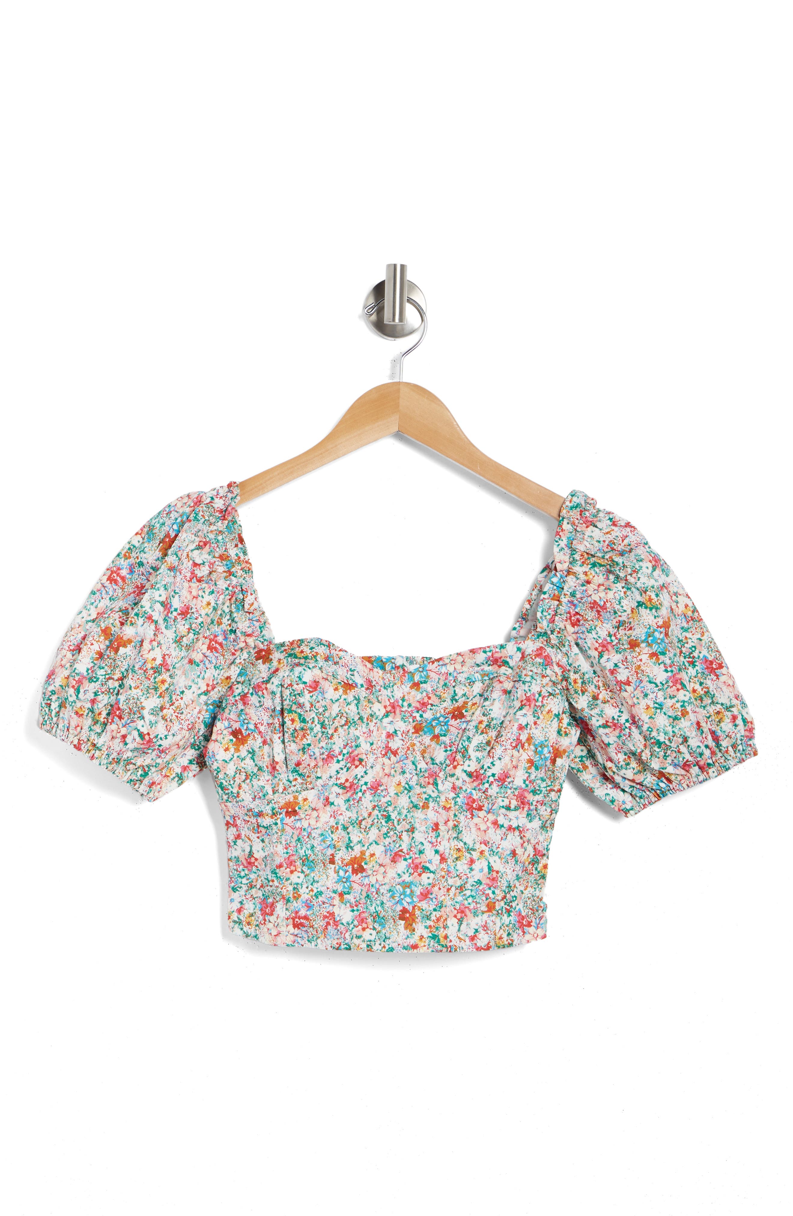 ASTR the Label Romilly Floral Print Sweetheart Crop Top (Women ...