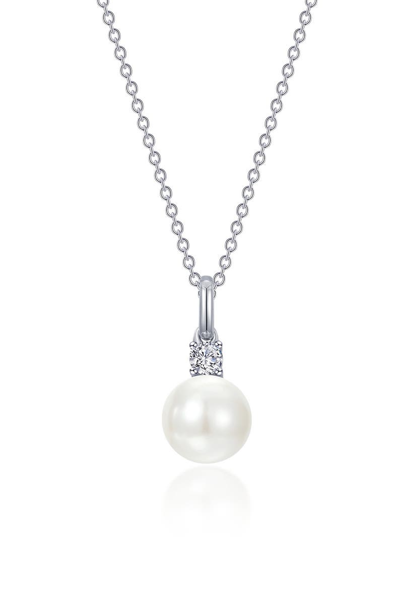 Freshwater Pearl & Simulated Diamond Necklace, Main, color, WHITE