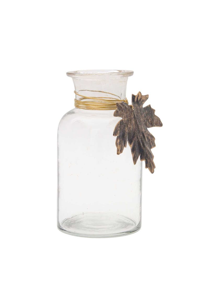 Fall Leaf Glass Bud Vase, Main, color, Clear