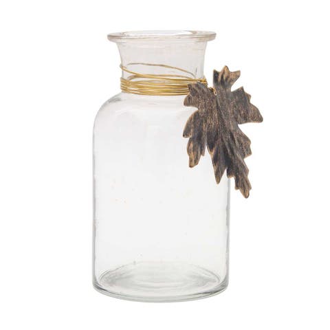 Fall Leaf Glass Bud Vase