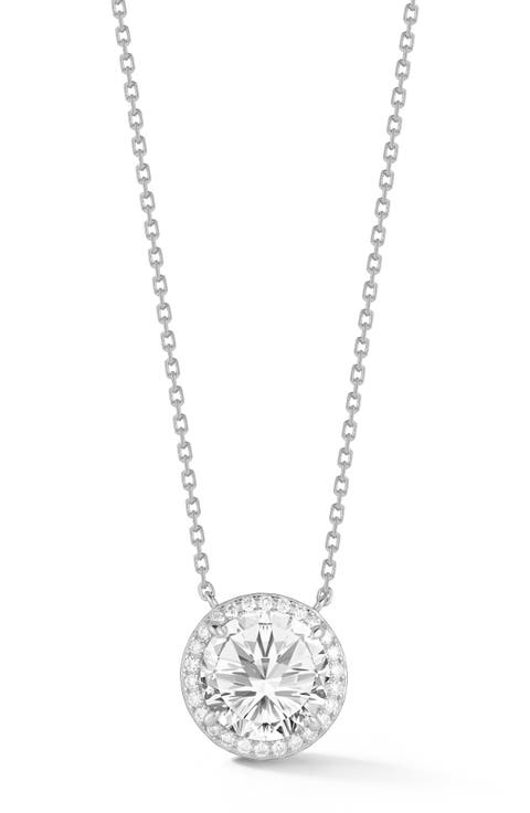 Round Moissanite Halo Pendant Necklace