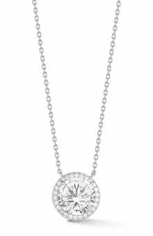 Round Moissanite Halo Pendant Necklace
