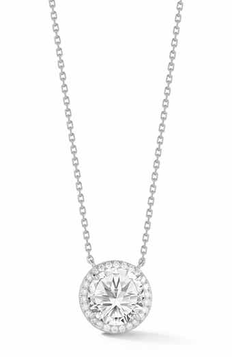 Round Moissanite Halo Pendant Necklace