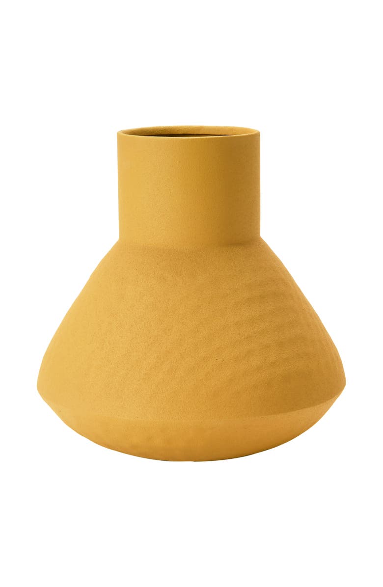Storied Home Textured Metal Vase, Mustard, Main, color, 