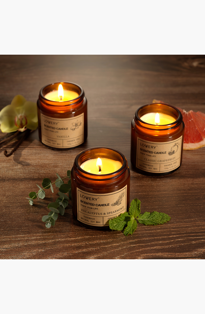 Lovery Scented Candle 6-Piece Gift Set, Alternate, color, Amber / Sandalwood